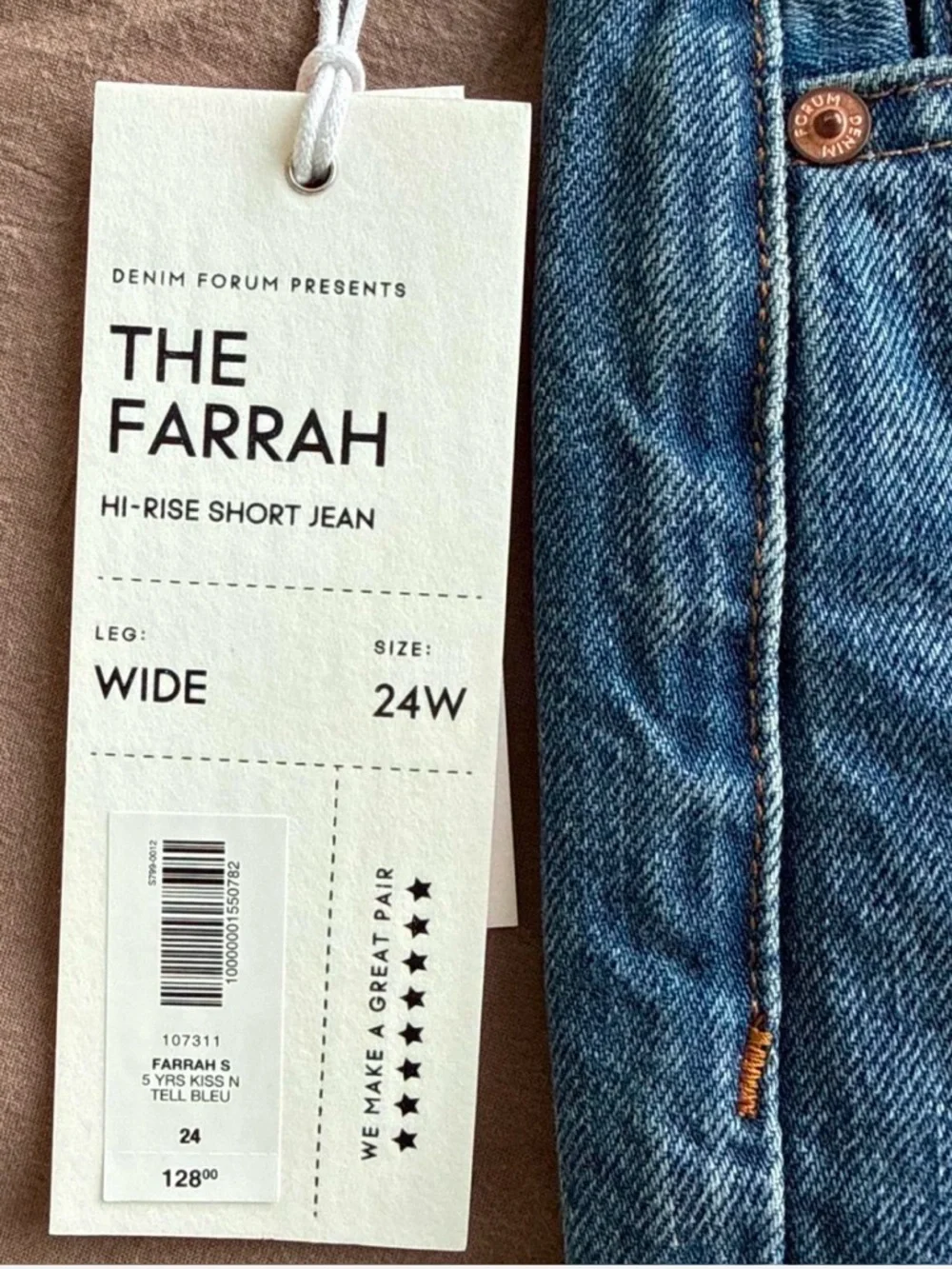 ARITZIA Denim Forum The Farrah Hi-Rise Wide Leg Jeans - Size 24W Short - Picture 3 of 6